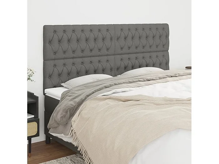 Cabeceros 4 piezas Gris Oscuro 100x7x78/88 cm Tela
