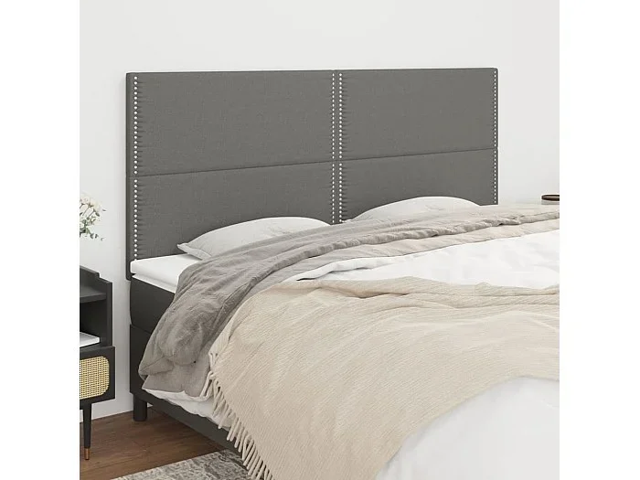 Cabeceros 4 unidades de tela gris oscuro 90x5x78/88 cm