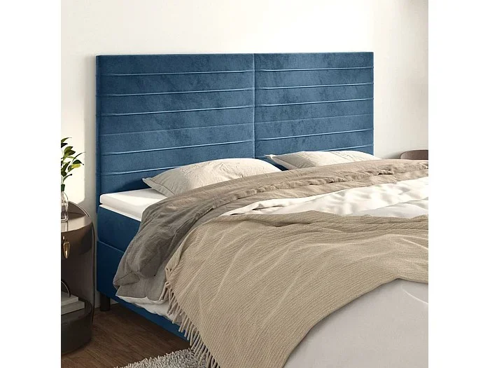 Cabeceros 4 unidades de terciopelo azul oscuro 90x5x78/88 cm