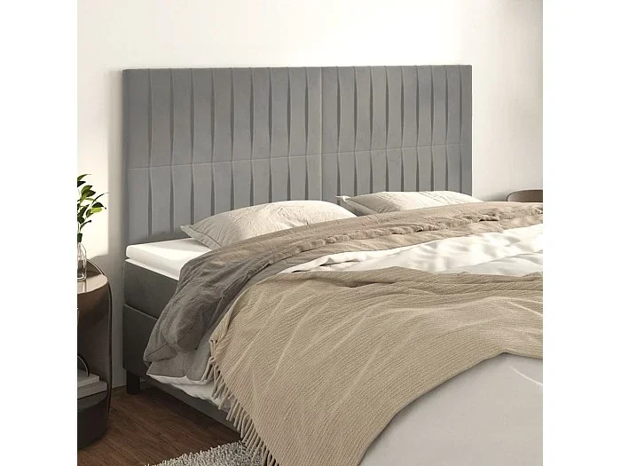 Cabeceros 4 unidades de terciopelo gris claro 80x5x78/88 cm