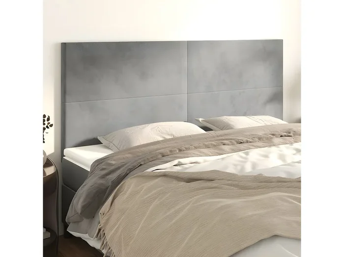 Cabeceros 4 unidades de terciopelo gris claro 90x5x78/88 cm ES11060