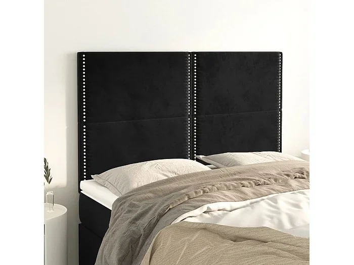 Cabeceros 4 unidades terciopelo negro 72x5x78/88 cm