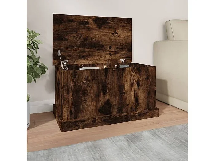 Caja de almacenamiento de roble ahumado 70x40x38 cm de madera contrachapada