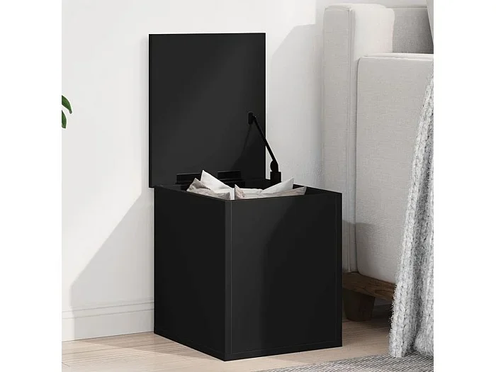 Caja de almacenamiento negra 30x35x35 cm de madera contrachapada