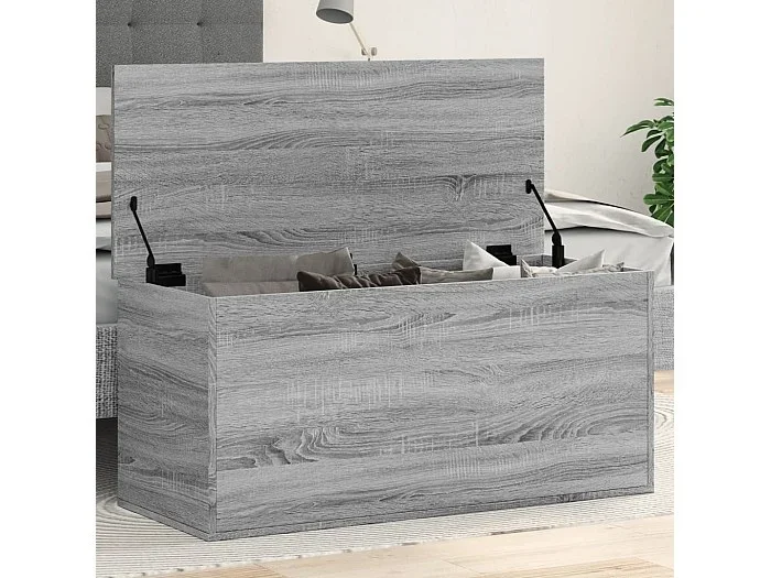 Caja de almacenamiento Sonoma gris 100x42x46 cm de madera contrachapada