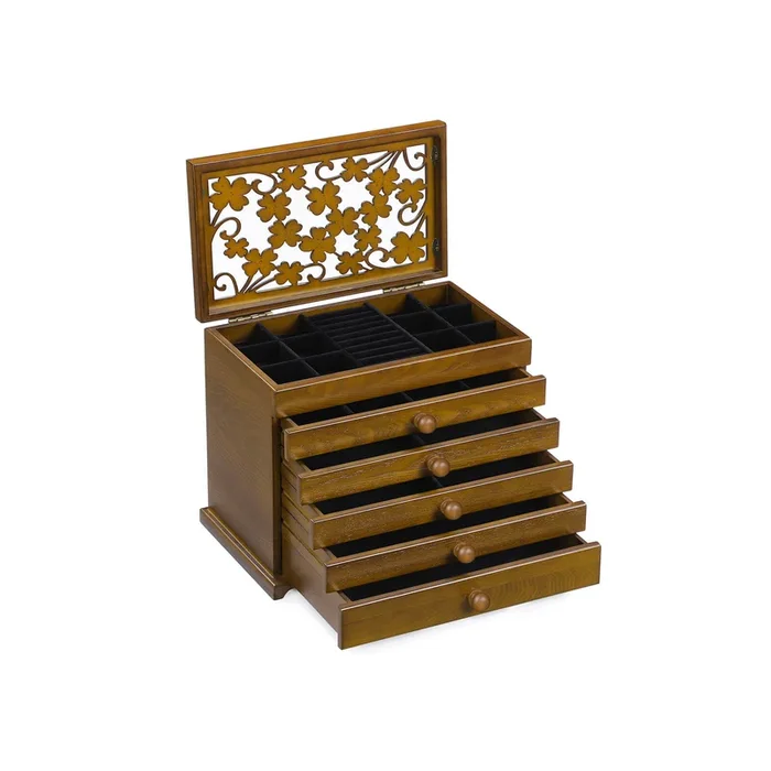Caja de Joyas con Patrón de Trébol-SONGMICS
