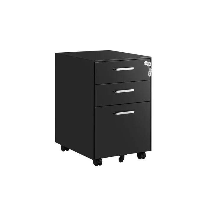 Cajonera de Oficina con Ruedas Acero Negro-SONGMICS