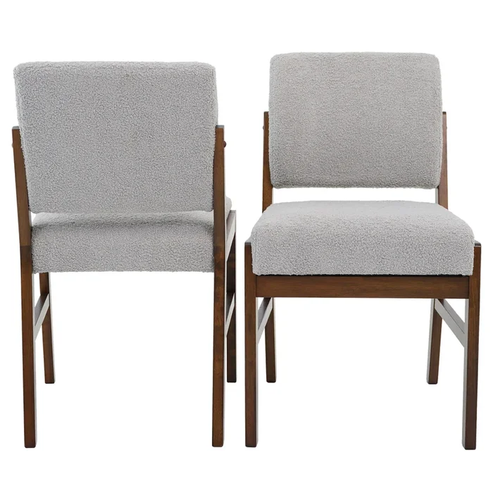 Caldwell Dining Chair Set of 2 – Light Grey Boucle