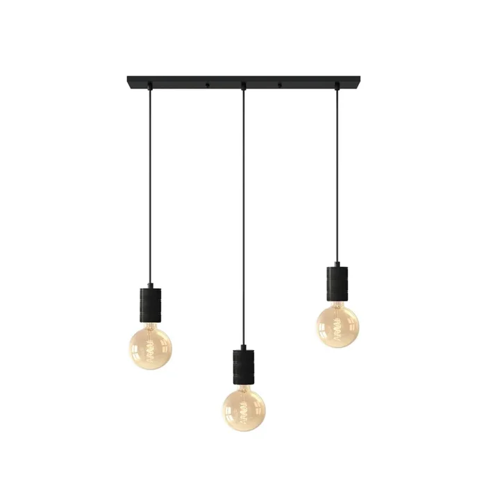 Calex Retro lámpara colgante angular 3 luces negro