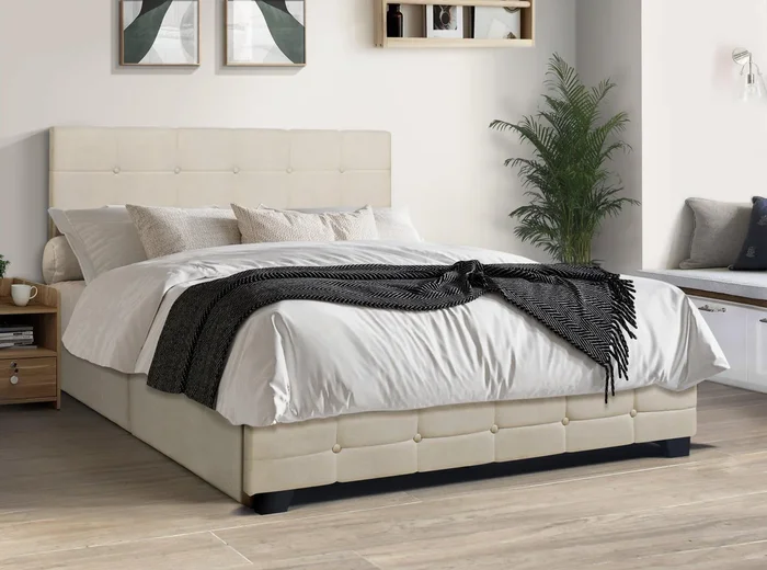 Calm Cabin Beige Queen Bed