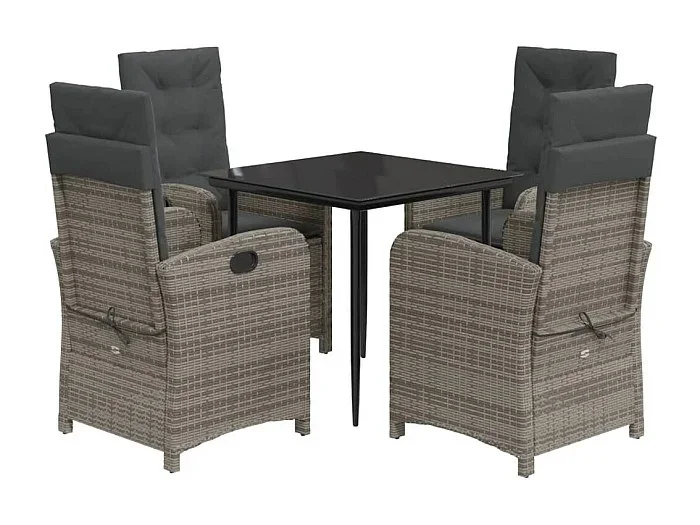 Caltanissetta Set comedor de jardín 5 piezas con cojines ratán sintético gris
