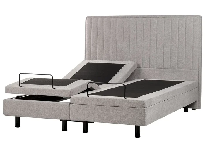 Cama ajustable Tela DUKE II 160 x 200 cm Gris claro