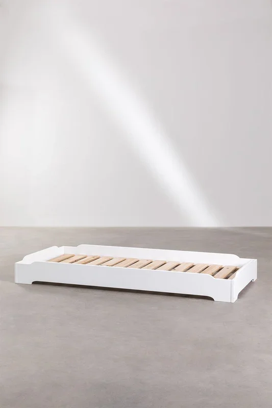 Cama Apilable de Madera para Colchón de 90 cm Gary Kids 90 x 190 cm Blanco – SKLUM