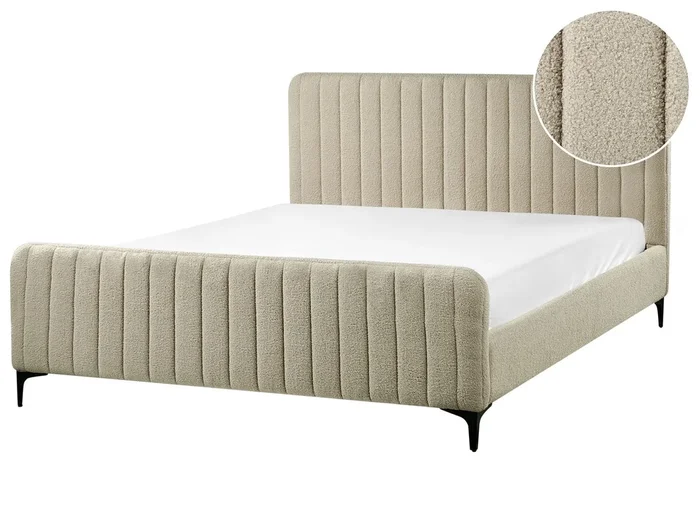 Cama Bouclé LUNAN 160 x 200 cm Beige