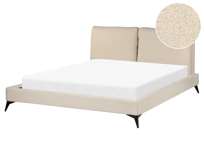 Cama Bouclé MELLE 160 x 200 cm Beige