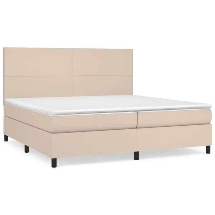 Cama box spring con colchón cuero sintético capuchino 200x200cm Diseño plano