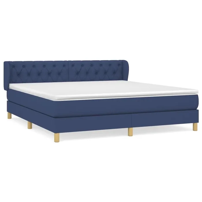 Cama box spring con colchón tela azul 160×200 cm Diseño de botones