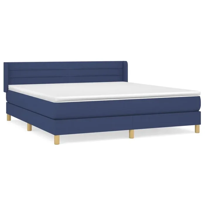 Cama box spring con colchón tela azul 160×200 cm Rayas horizontales