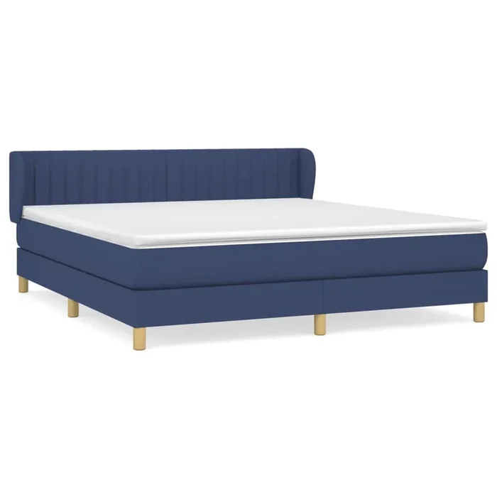 Cama box spring con colchón tela azul 160×200 cm Rayas verticales