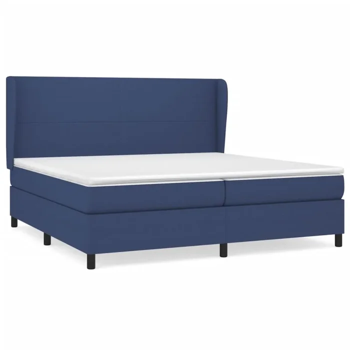 Cama box spring con colchón tela azul 200×200 cm Diseño plano