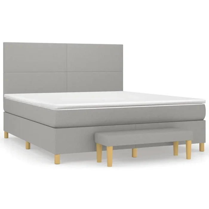Cama box spring con colchón tela gris claro 160×200 cm Diseño plano