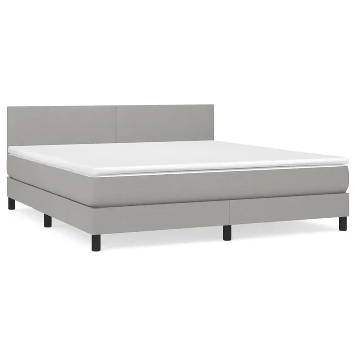 Cama box spring con colchón tela gris claro 160×200 cm Diseño plano