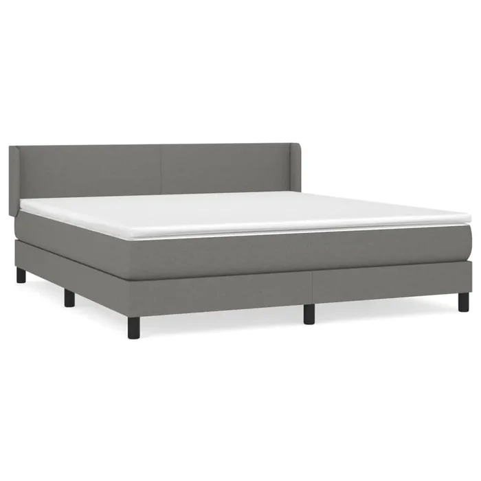 Cama box spring con colchón tela gris oscuro 160×200 cm Diseño plano