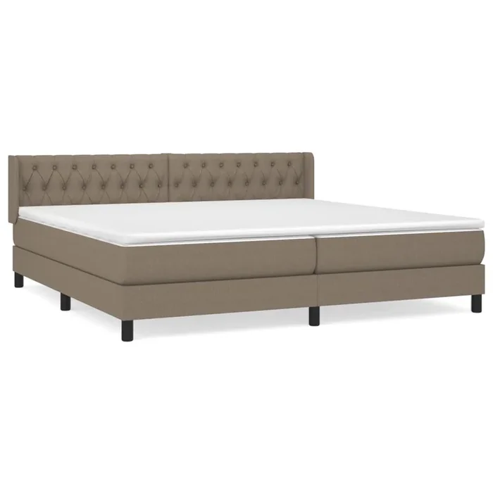 Cama box spring con colchón tela gris taupe 200×200 cm Diseño de botones