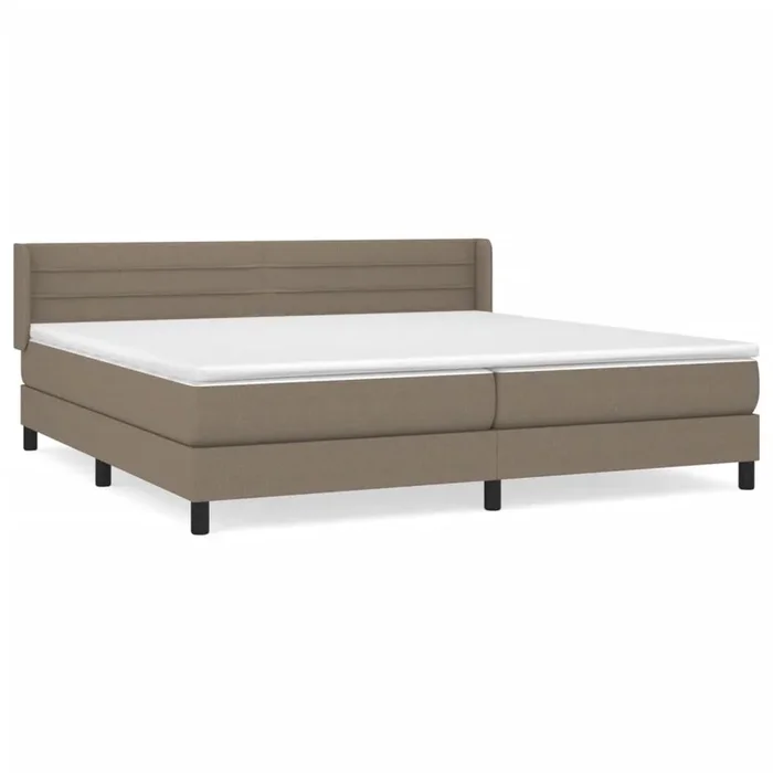 Cama box spring con colchón tela gris taupe 200×200 cm Rayas horizontales