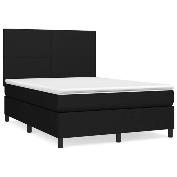 Cama box spring con colchón tela negro 140×190 cm Diseño plano