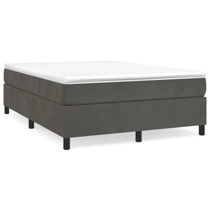 Cama box spring con colchón terciopelo gris oscuro 140×190 cm