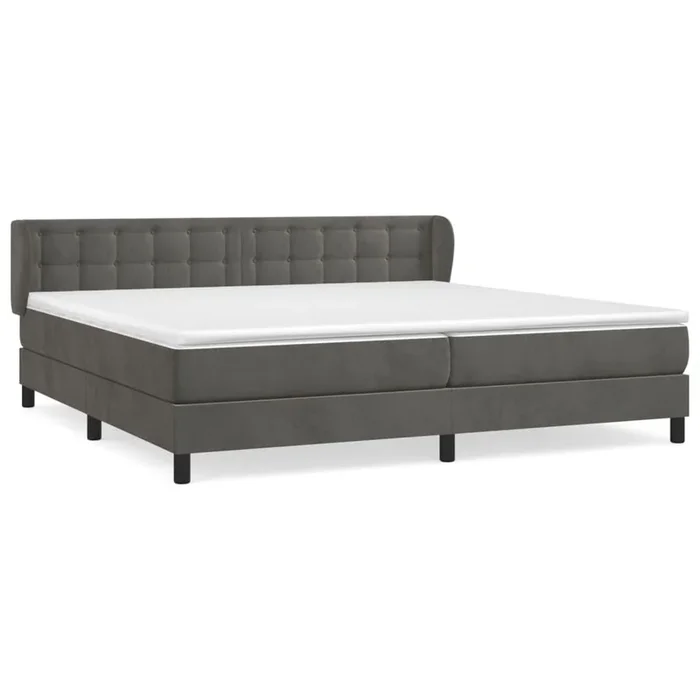 Cama box spring con colchón terciopelo gris oscuro 200×200 cm Botones
