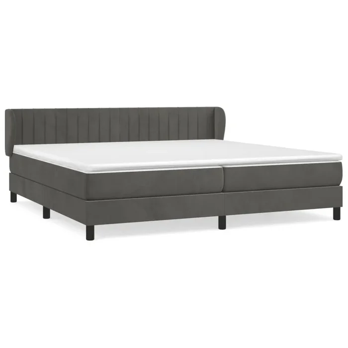 Cama box spring con colchón terciopelo gris oscuro 200×200 cm Rayas verticales