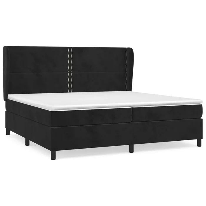 Cama box spring con colchón terciopelo negro 200×200 cm Liso con clavos