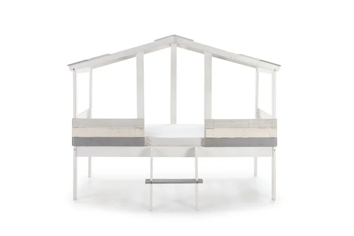 Cama cabaña CHAMUEL blanco rústico gris claro gris oscuro