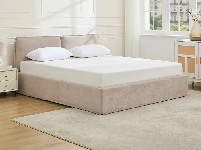 Cama canapé con funda extraíble 180 x 200 cm – Tela – Beige – TENESE