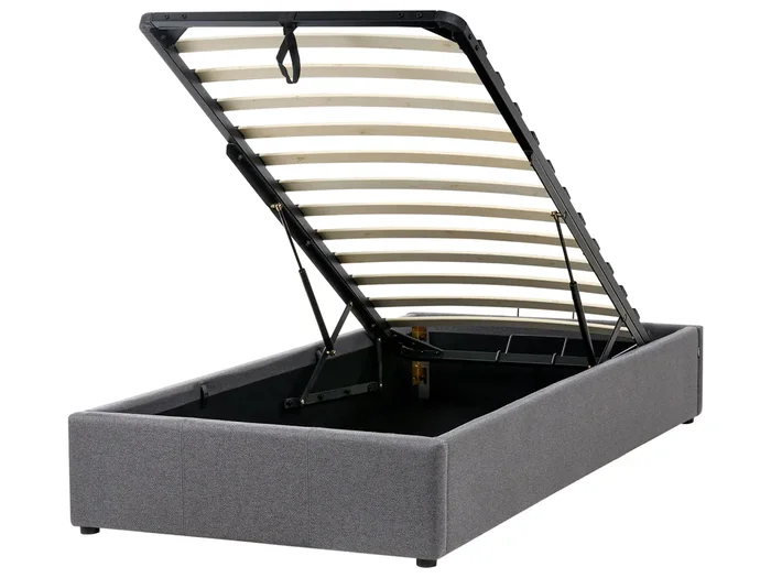 Cama con almacenaje sin cabecero Tela DINAN 90 x 200 cm Gris oscuro