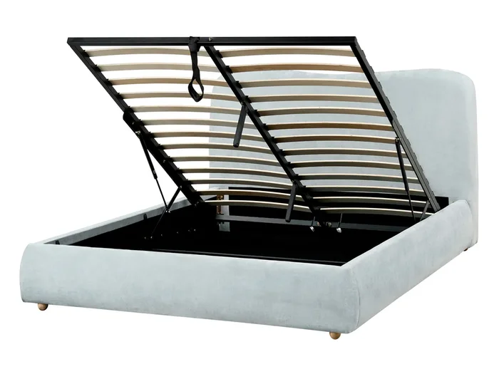 Cama con almacenaje Tela BLAGNAC 140 x 200 cm Azul claro