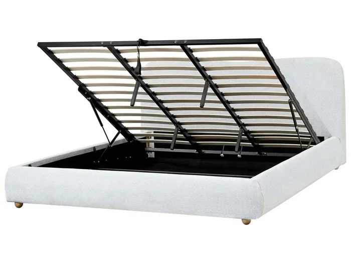 Cama con almacenaje Tela BLAGNAC 180 x 200 cm Gris claro