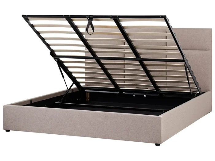 Cama con almacenaje Tela LAGORD 180 x 200 cm Gris pardo
