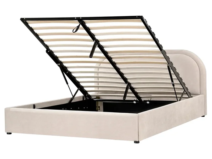 Cama con almacenaje Tela QUILLIEN 160 x 200 cm Beige
