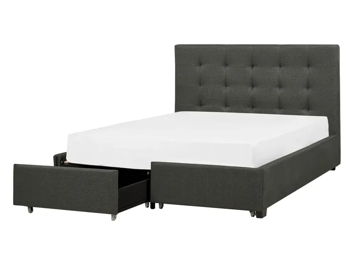 Cama con cajones Tela LA ROCHELLE 140 x 200 cm Gris oscuro