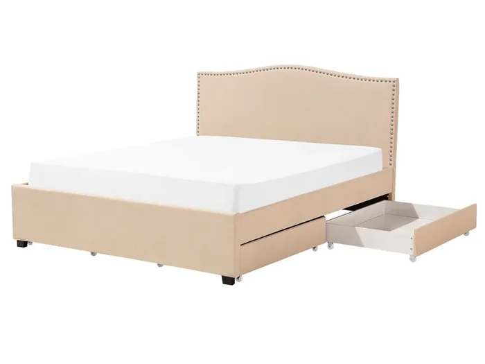 Cama con cajones Tela MONTPELLIER 160 x 200 cm Beige