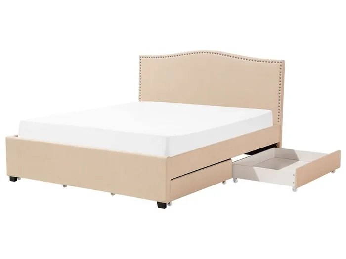 Cama con cajones Tela MONTPELLIER 180 x 200 cm Beige