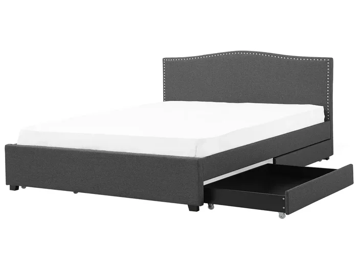 Cama con cajones Tela MONTPELLIER 180 x 200 cm Gris oscuro