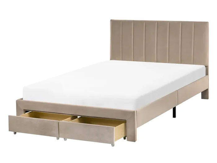 Cama con cajones Terciopelo LONZAC 120 x 200 cm Gris pardo