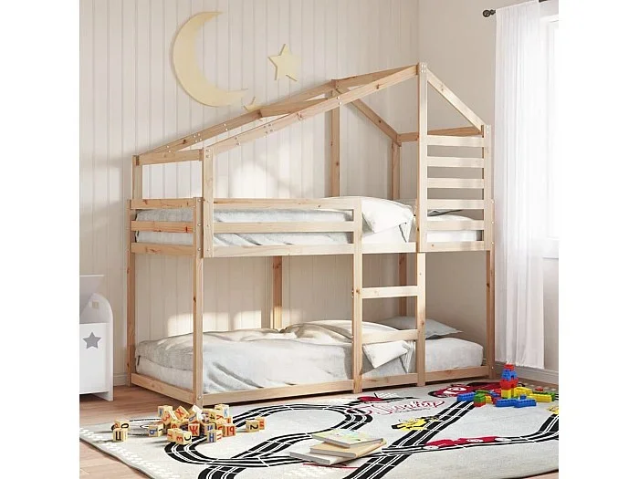 Cama con techo madera maciza de pino 80×200 cm
