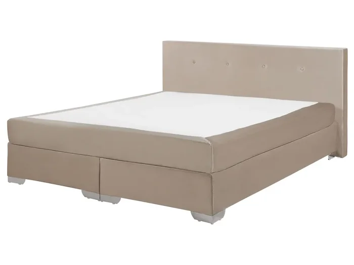 Cama continental Terciopelo CONSUL 160 x 200 cm Beige claro