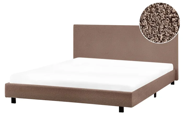 Cama de agua Bouclé ALBI 160 x 200 cm Marrón