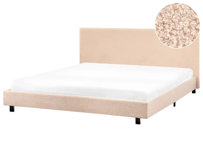 Cama de agua Bouclé ALBI 180 x 200 cm Beige